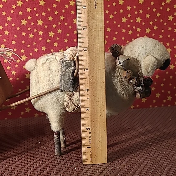 Primitive Sheep Pulling Cart Of Eggs
